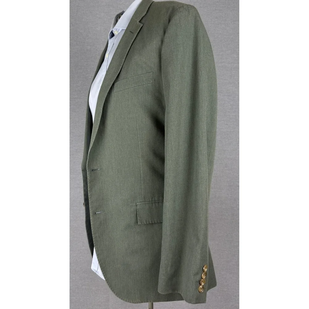 J.Crew Ludlow Slim Suit Olive Green 2 Piece Mens 42L Blazer 33x31 Pants Cotton